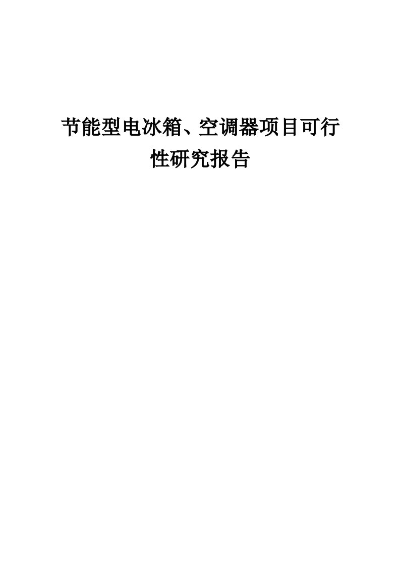 2024年节能型电冰箱、空调器项目可行性研究报告