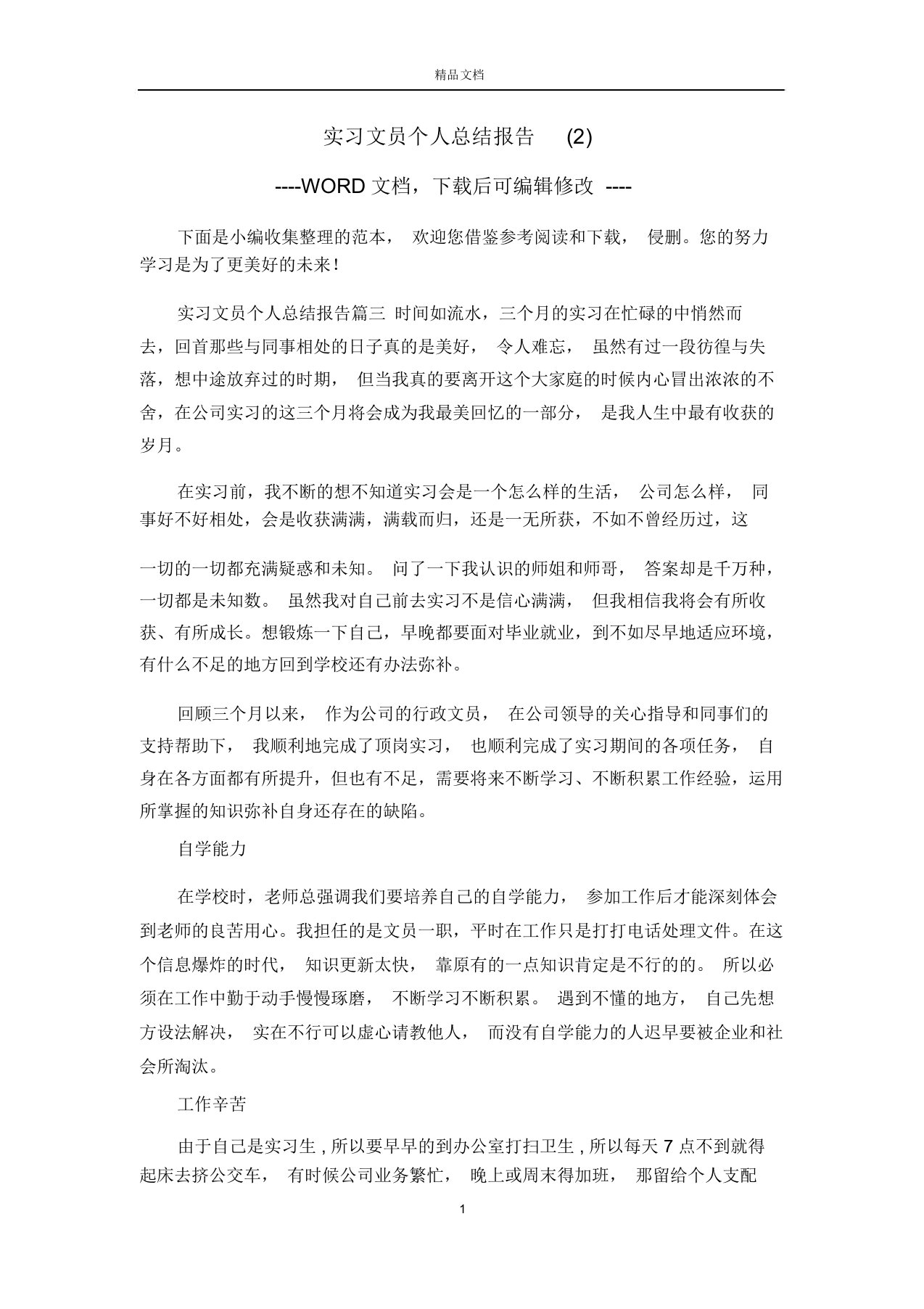 实习文员个人总结报告(2)