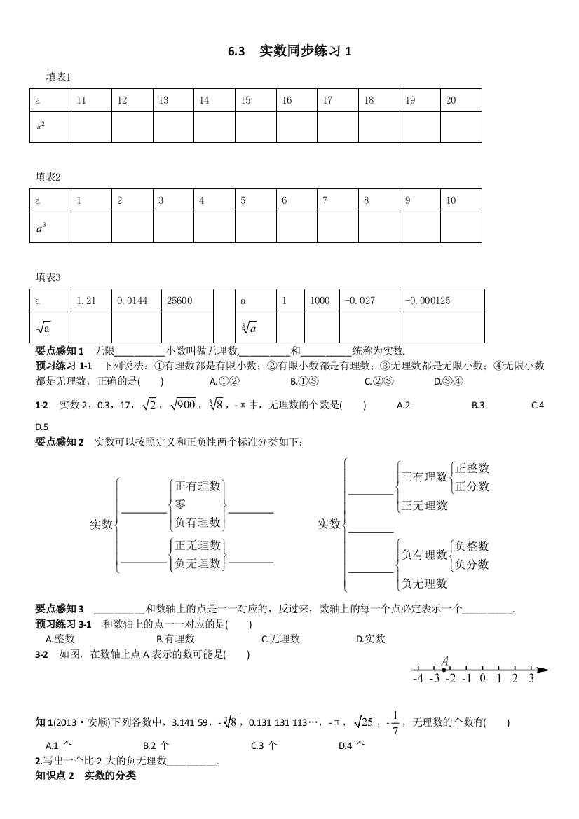 优质卷实数的概念及分类训练题