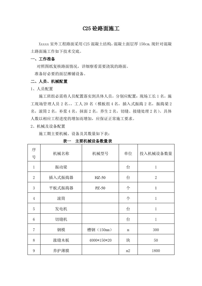 C25砼路面施工