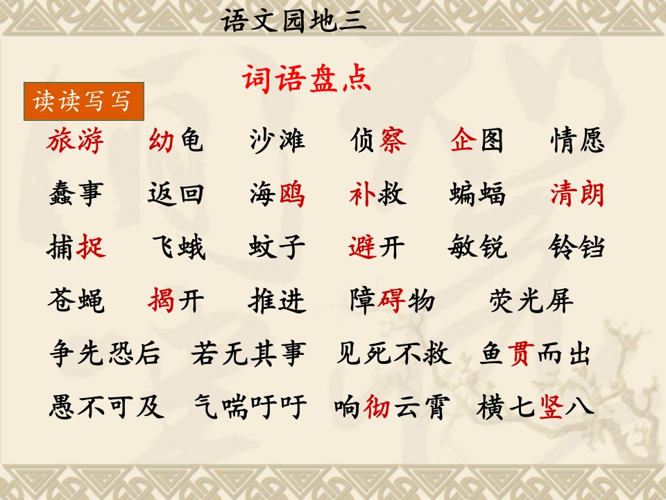 人教版四年级语文下册第三单元复习课件市公开课一等奖市赛课获奖课件