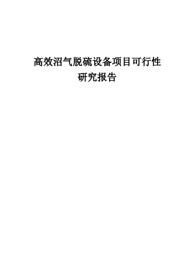 2024年高效沼气脱硫设备项目可行性研究报告