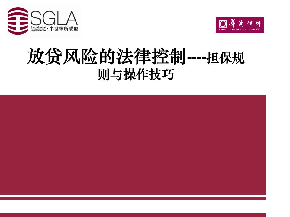 放贷风险的法律控制----担保规则与操作技巧课件