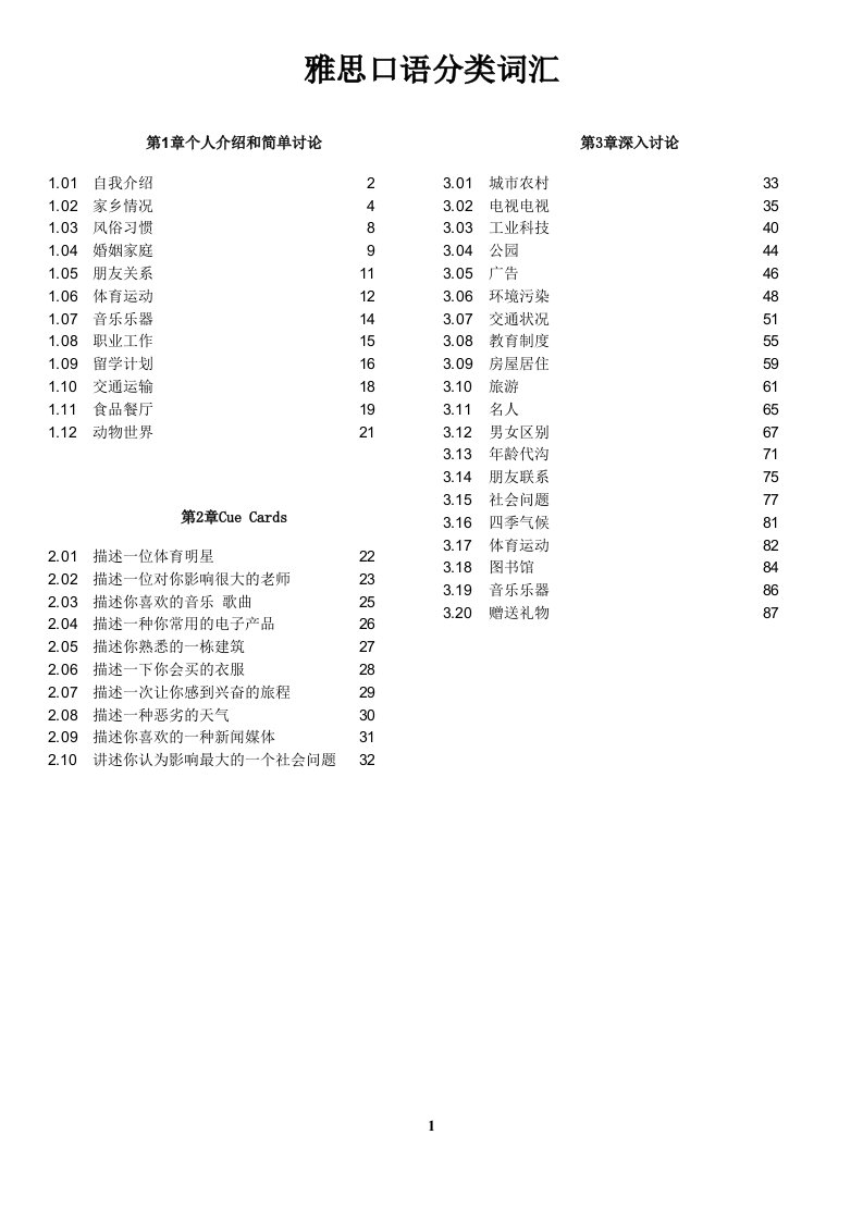 雅思口语分类词汇总结