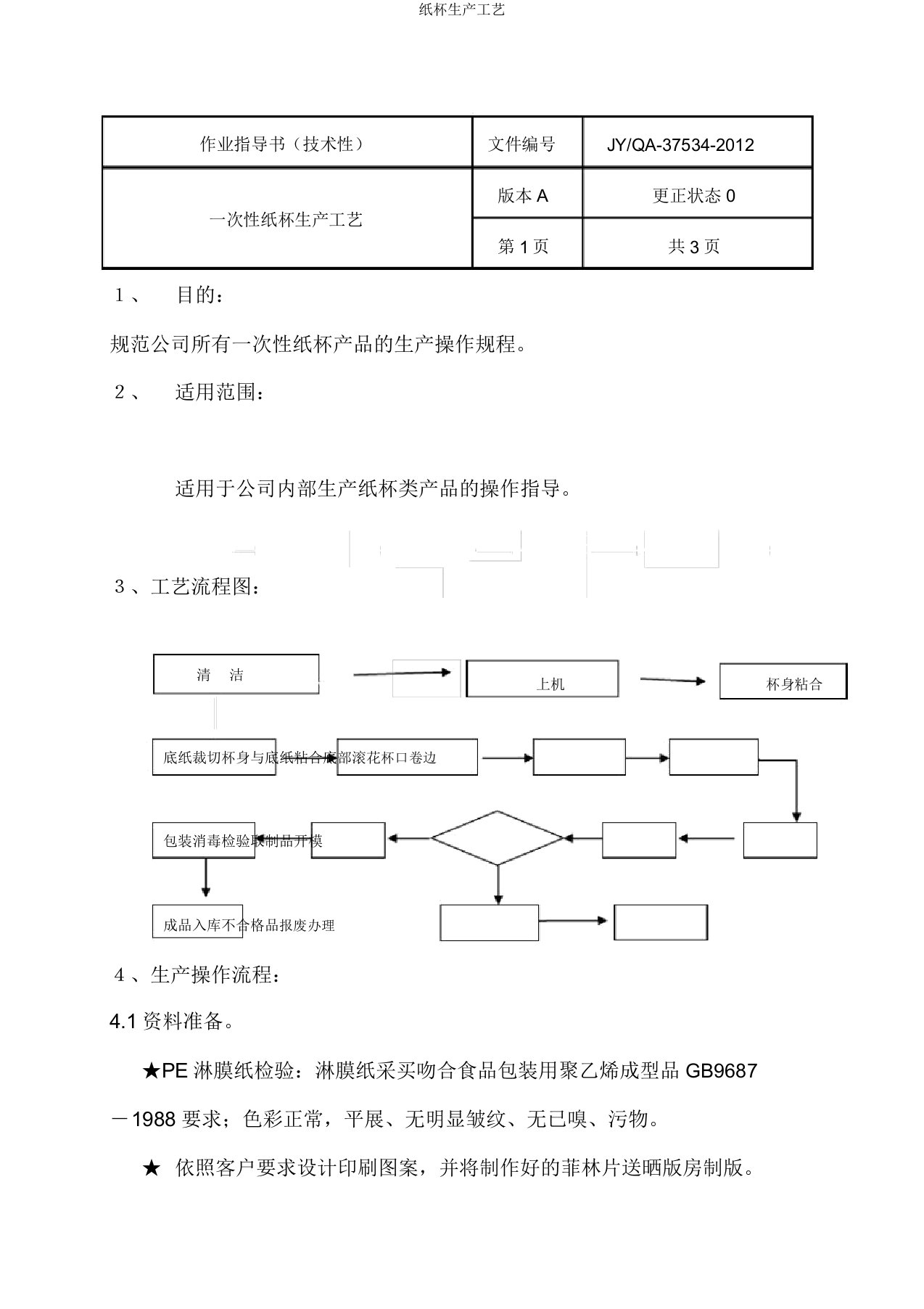 纸杯生产工艺