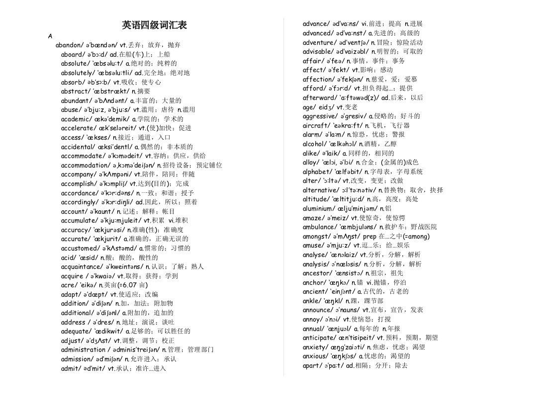 大学英语单词(1-6)