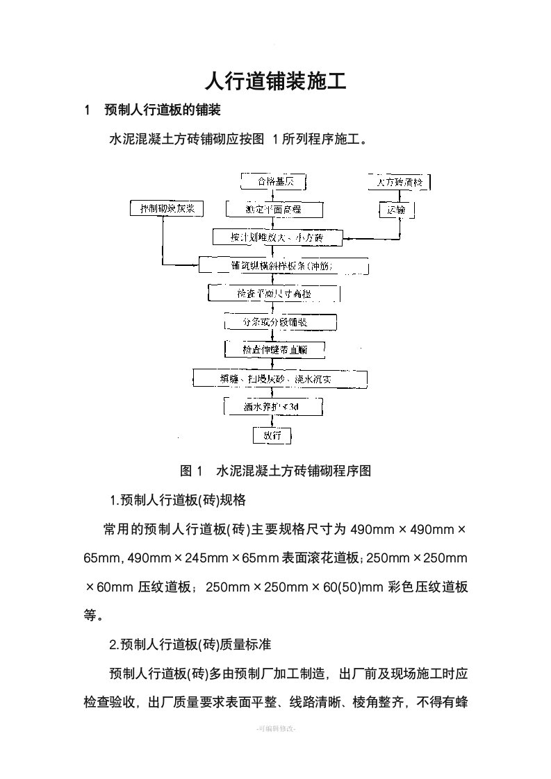 人行道铺装施工