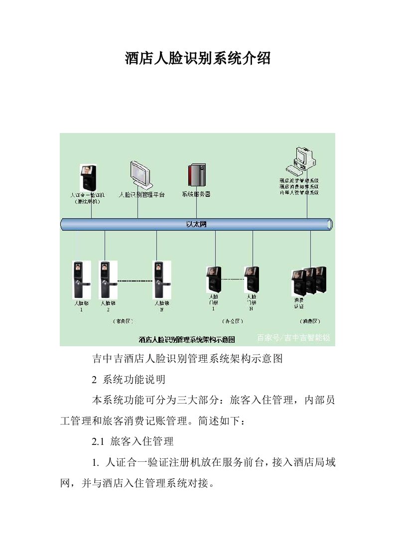 酒店人脸识别系统介绍