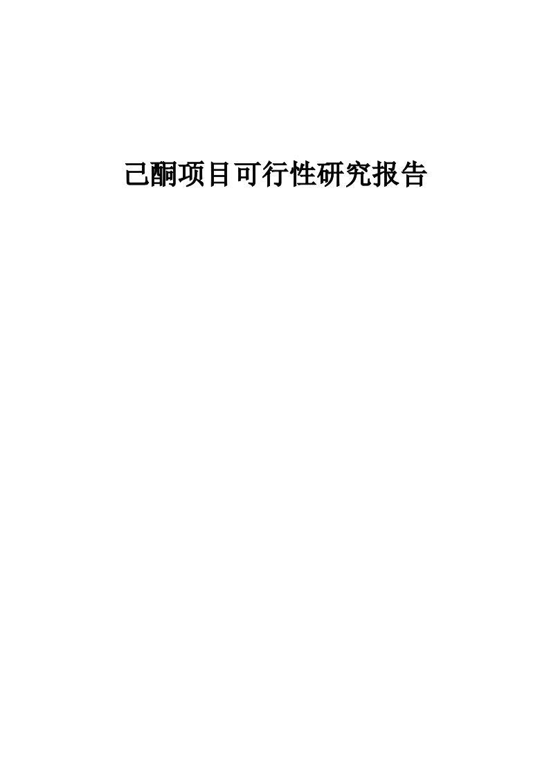 己酮项目可行性研究报告