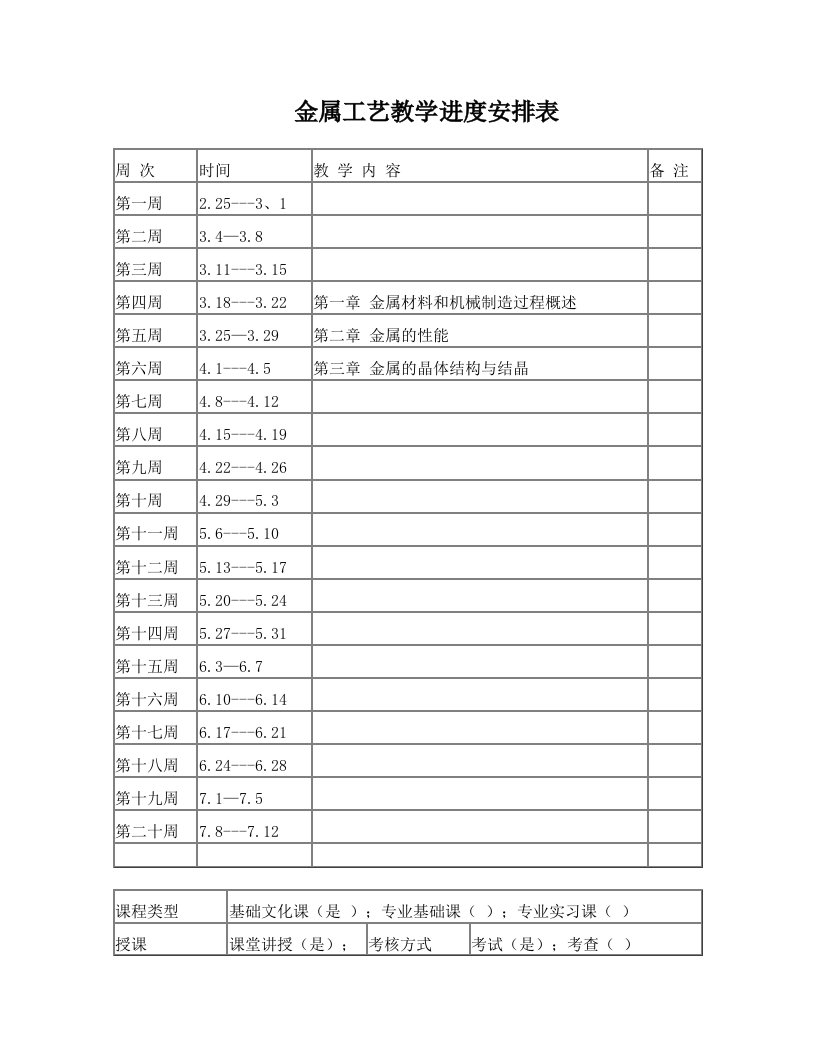 金属工艺1—3单元教案