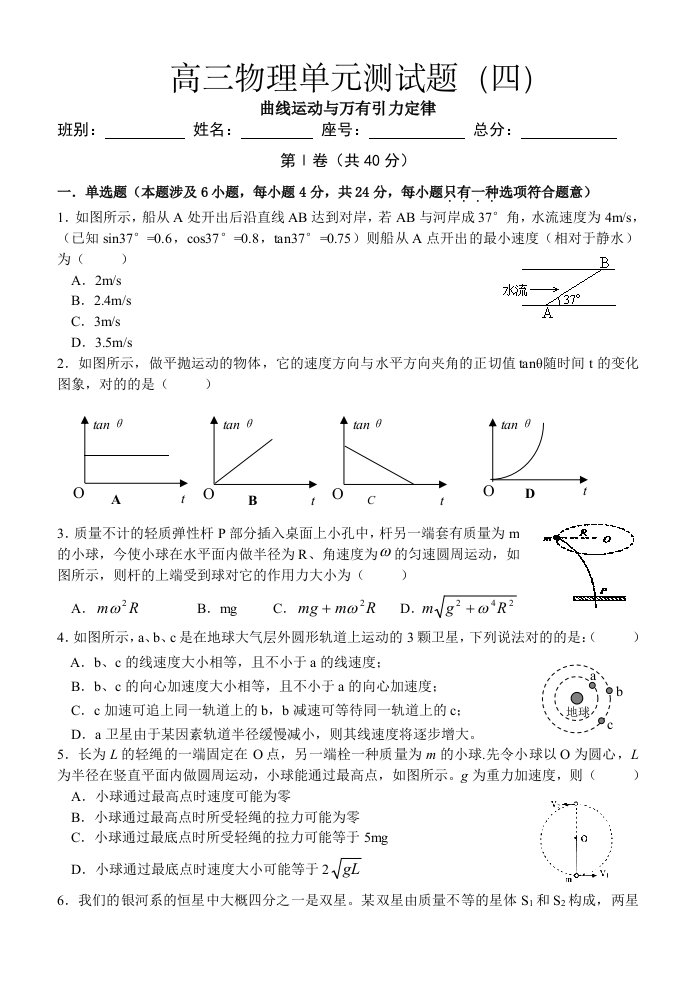 高三物理单元测试题目四