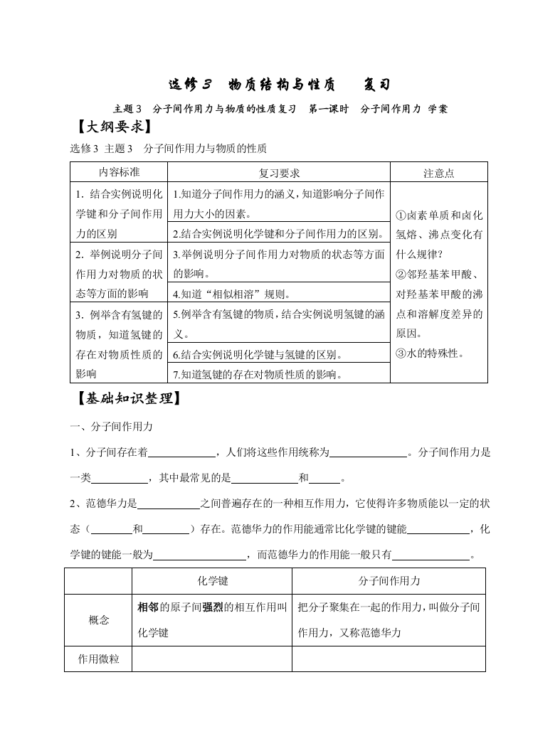 分子间作用力