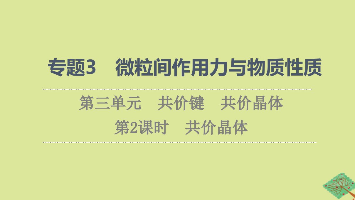 新教材高中化学专题3微粒间作用力与物质性质第3单元共价键共价晶体第2课时共价晶体课件苏教版选择性必修2