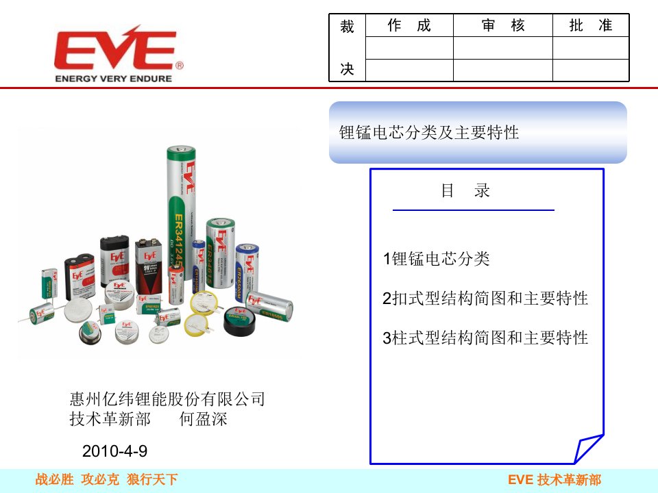 锂锰电芯分类及主要特性