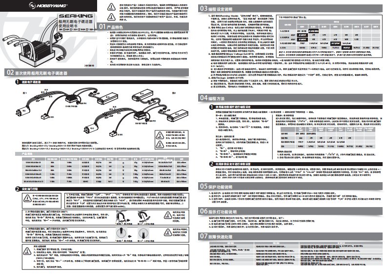 好盈海王船模电调设置说明（船用无刷电子调速器说明书）