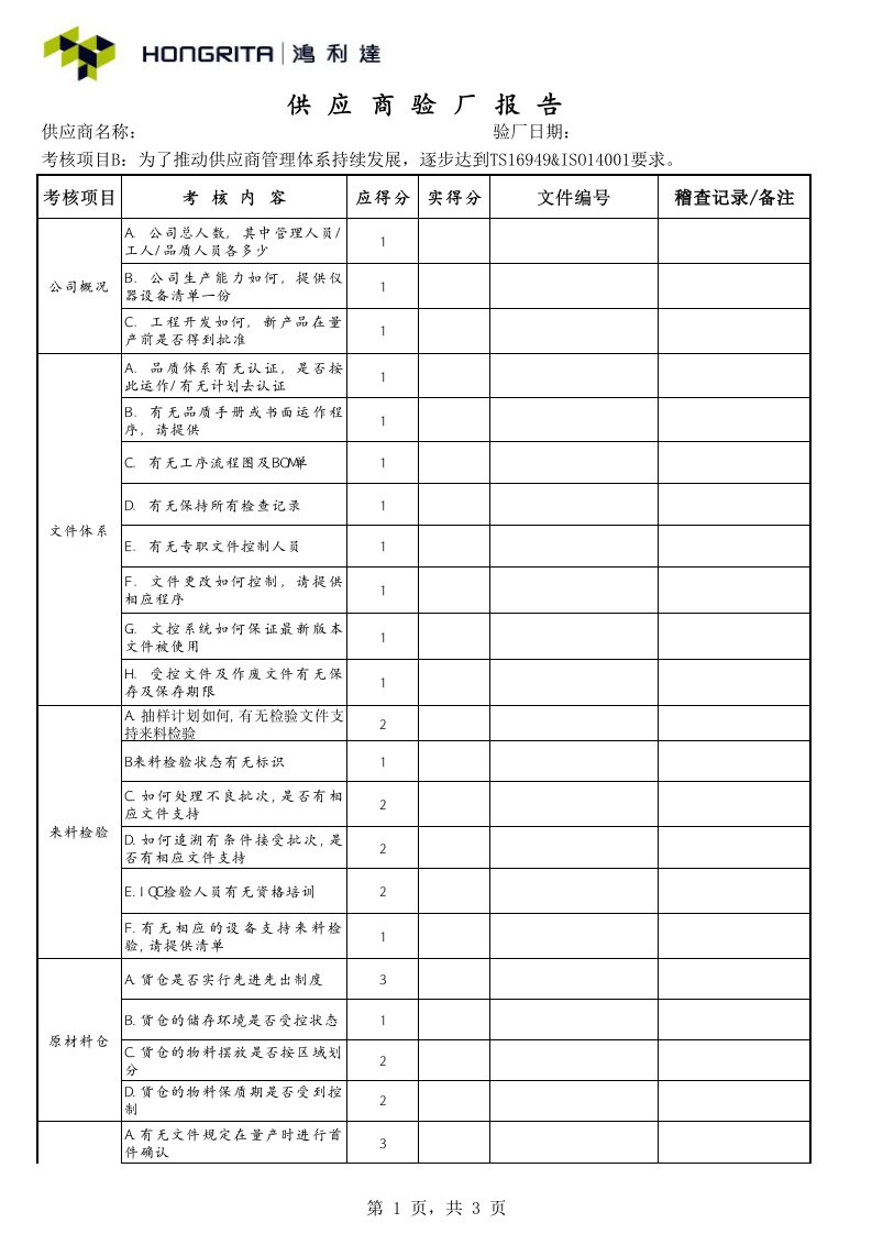 供应商验厂报告