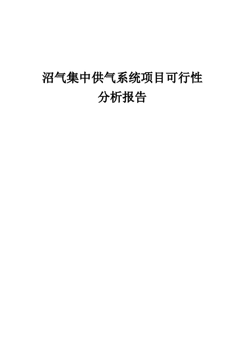 沼气集中供气系统项目可行性分析报告