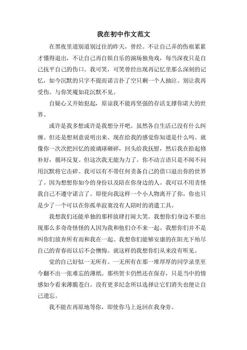 我在初中作文范文