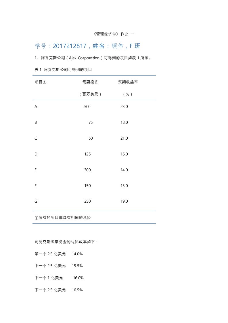 管理经济学例题