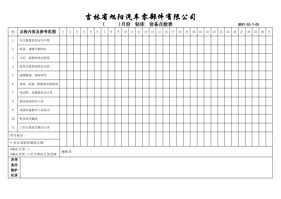 《设备点检表》word版