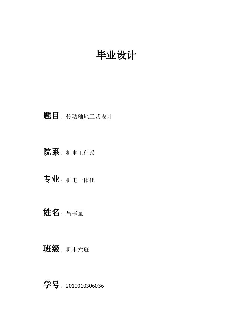 设计方案传动轴机械制造技术基础