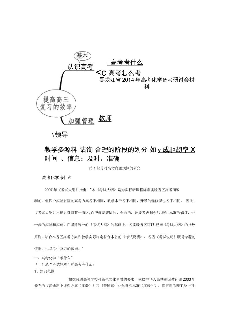 黑龙江省高考化学备考研讨会材料