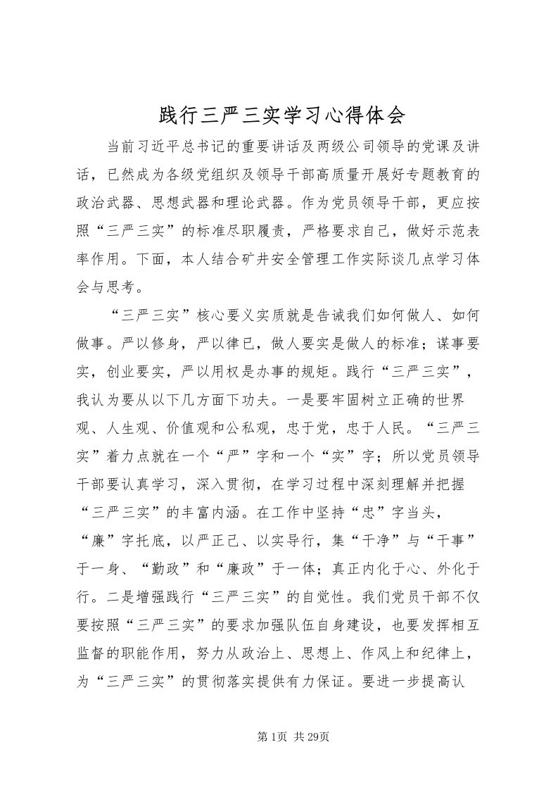 2022践行三严三实学习心得体会