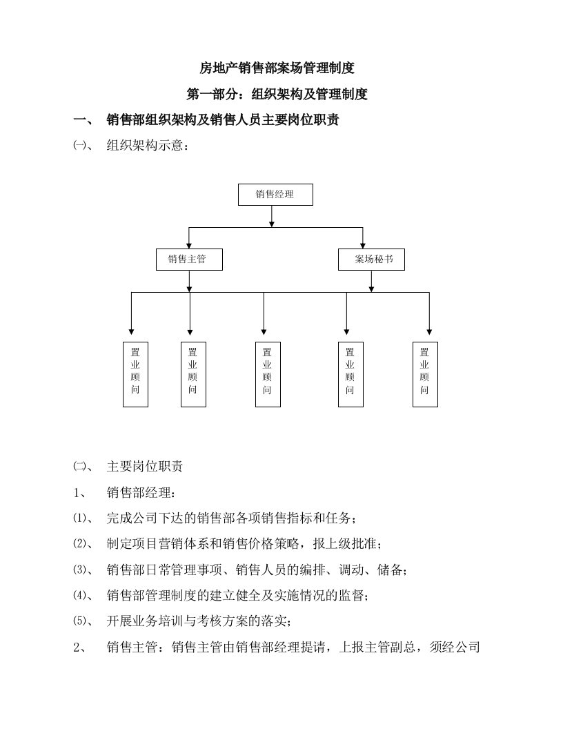 房地产销售部案场管理制度