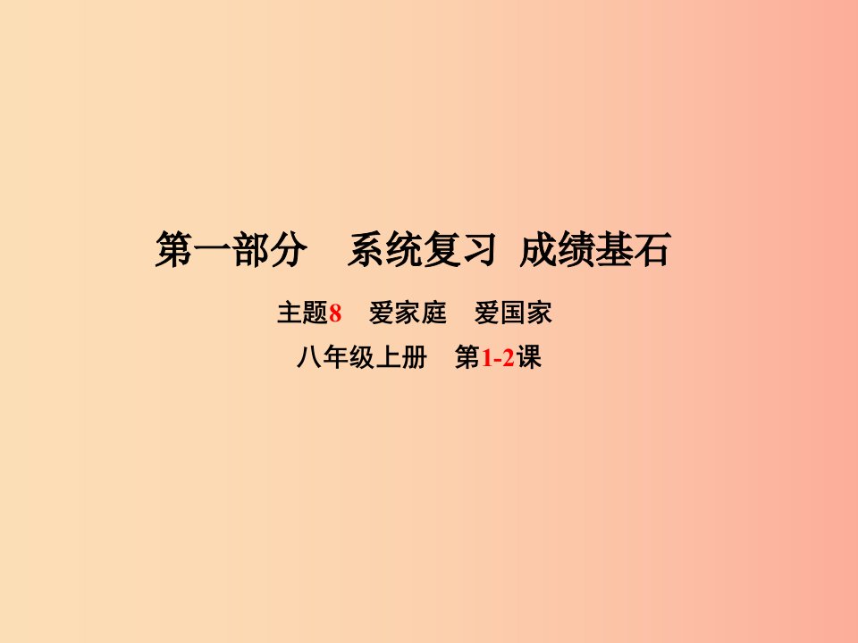 聊城专版2019年中考政治第一部分系统复习成绩基石主题8爱家庭爱国家课件