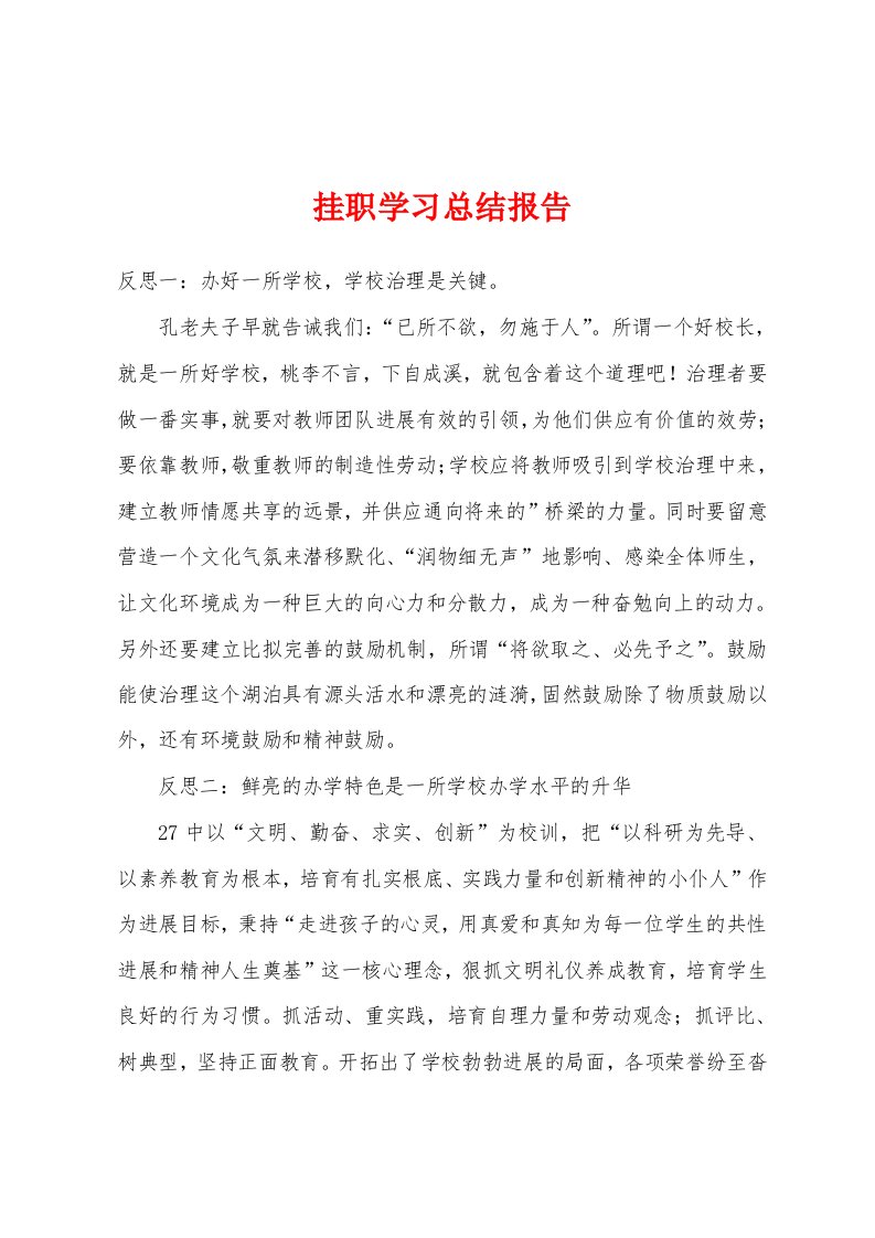 挂职学习总结报告