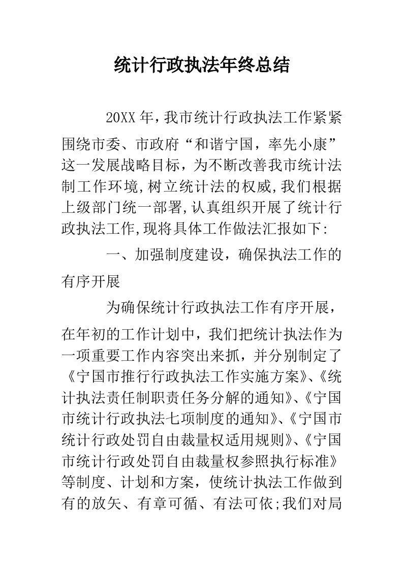 统计行政执法年终总结