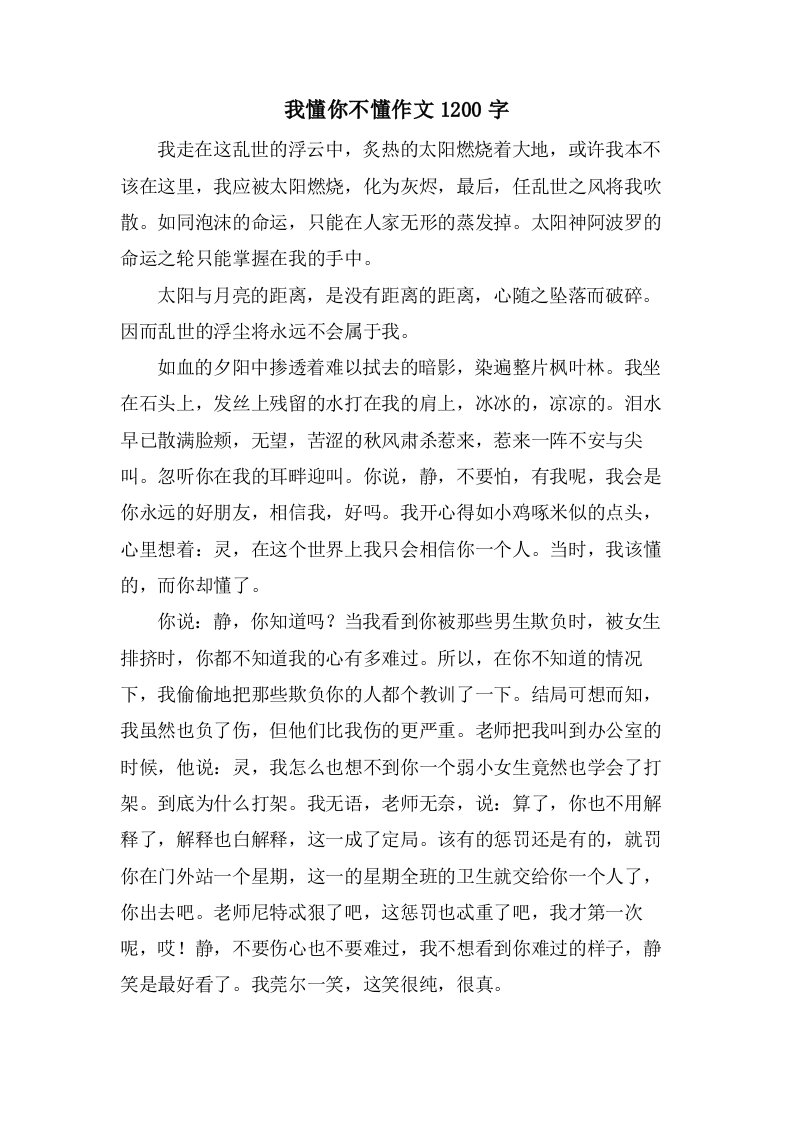 我懂你不懂作文1200字