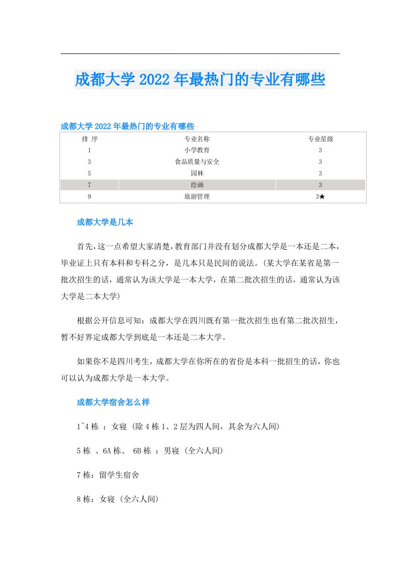 成都大学最热门的专业有哪些