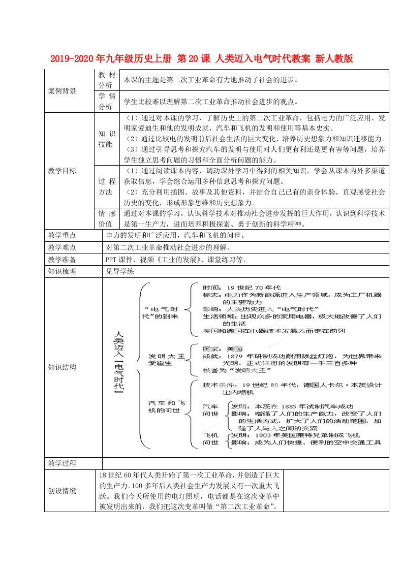 2019-2020年九年级历史上册