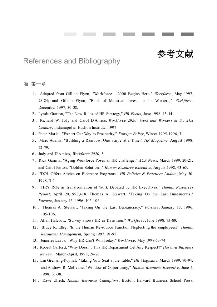 人力资源管理参考文献(英文)