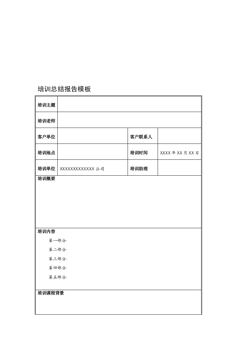 培训总结报告模板