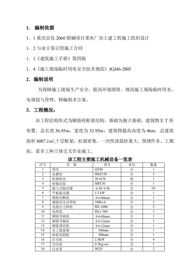 重庆宜化2060联碱工程施工用电组织设计