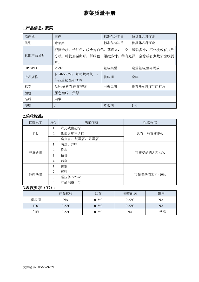 79quality-manual-Chinese波菜质量手册验收标准