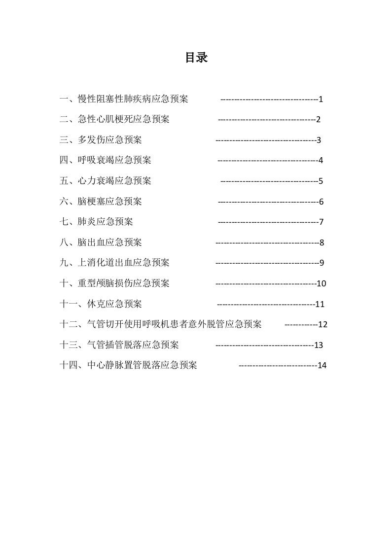 重症医学科科应急预案