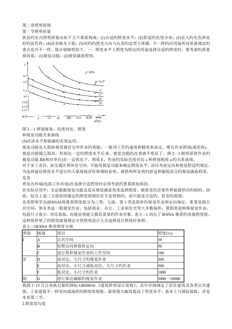 照明设计手册照明标准