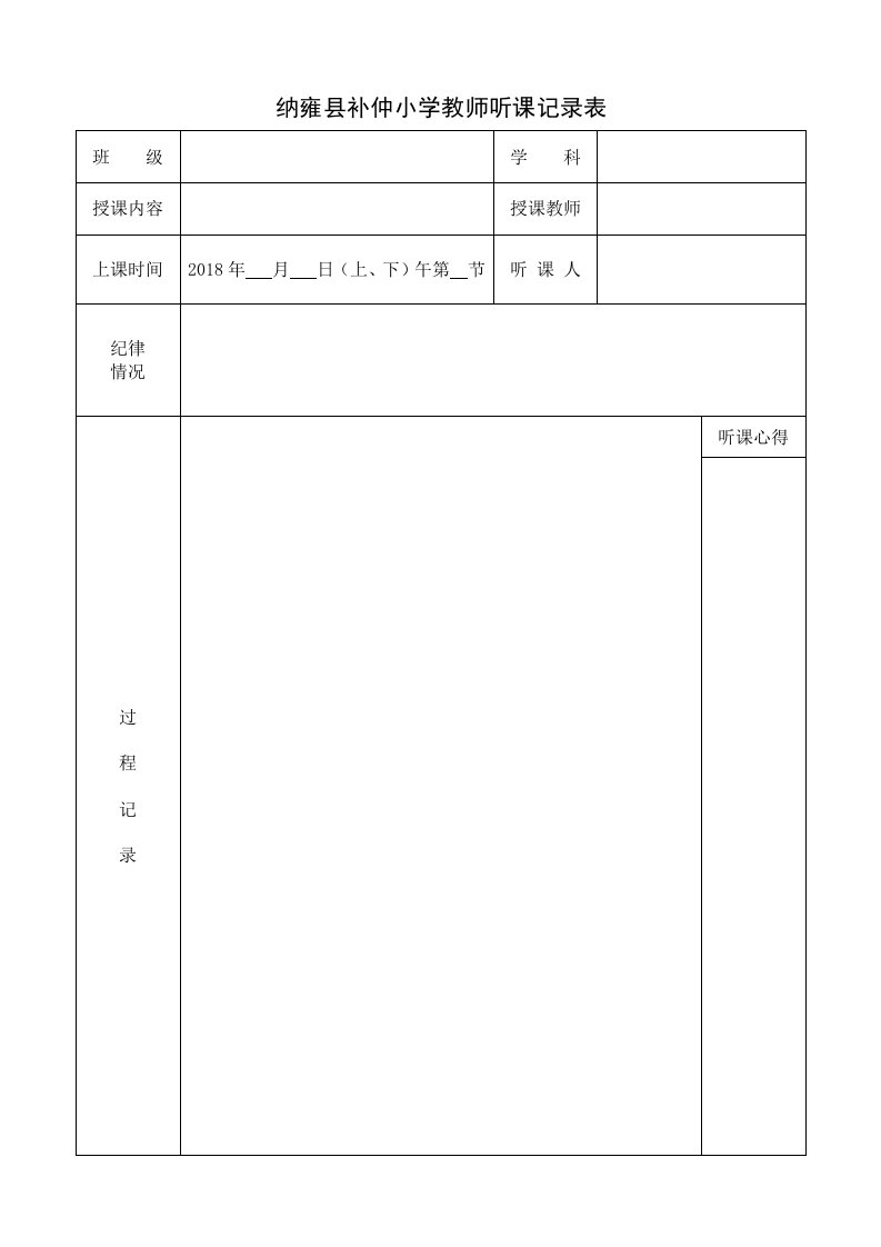 教师听课记录表