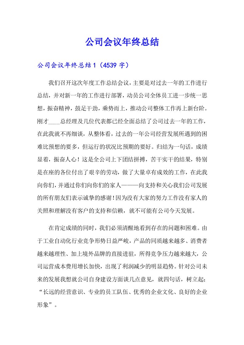 公司会议年终总结