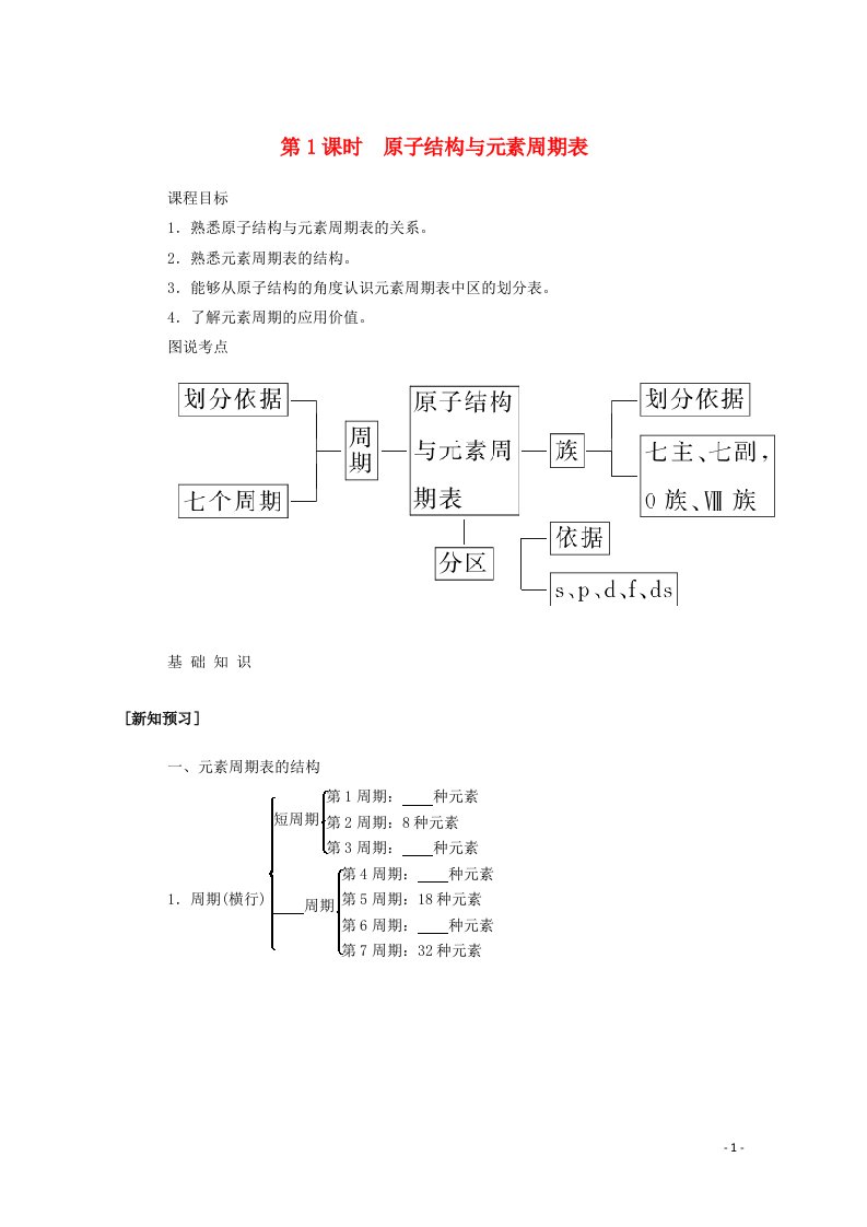 2020_2021学年新教材高中化学第一章原子结构与性质第二节第1课时原子结构与元素周期表学案新人教版选择性必修2