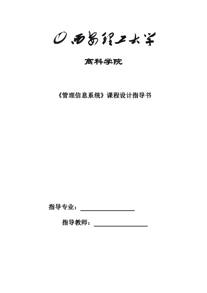 《管理信息系统》课程设计指导书