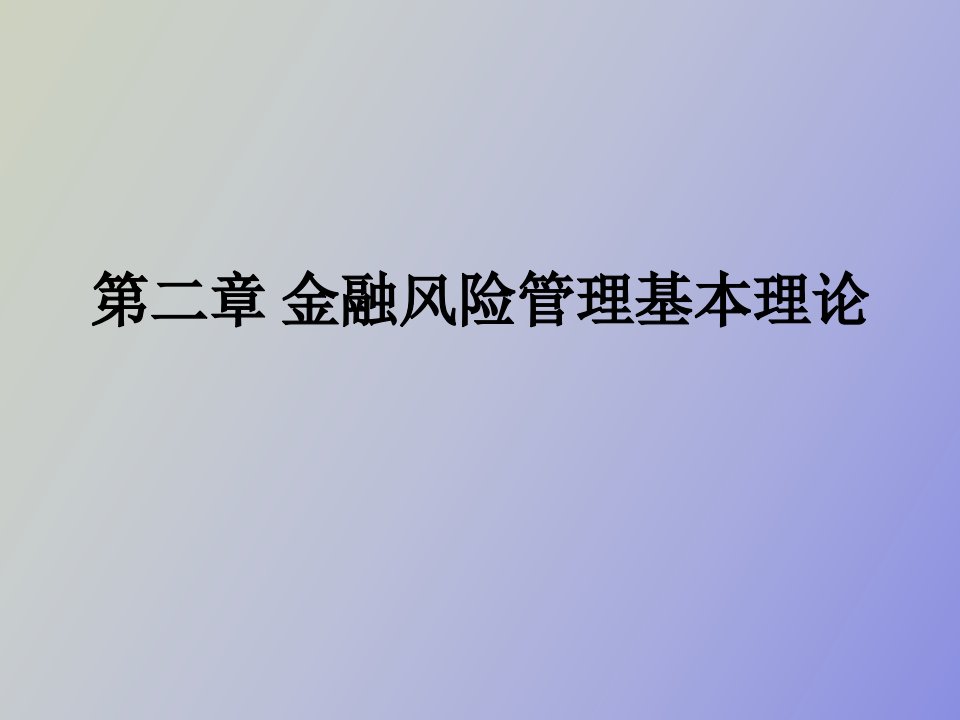 金融风险管理基本理论