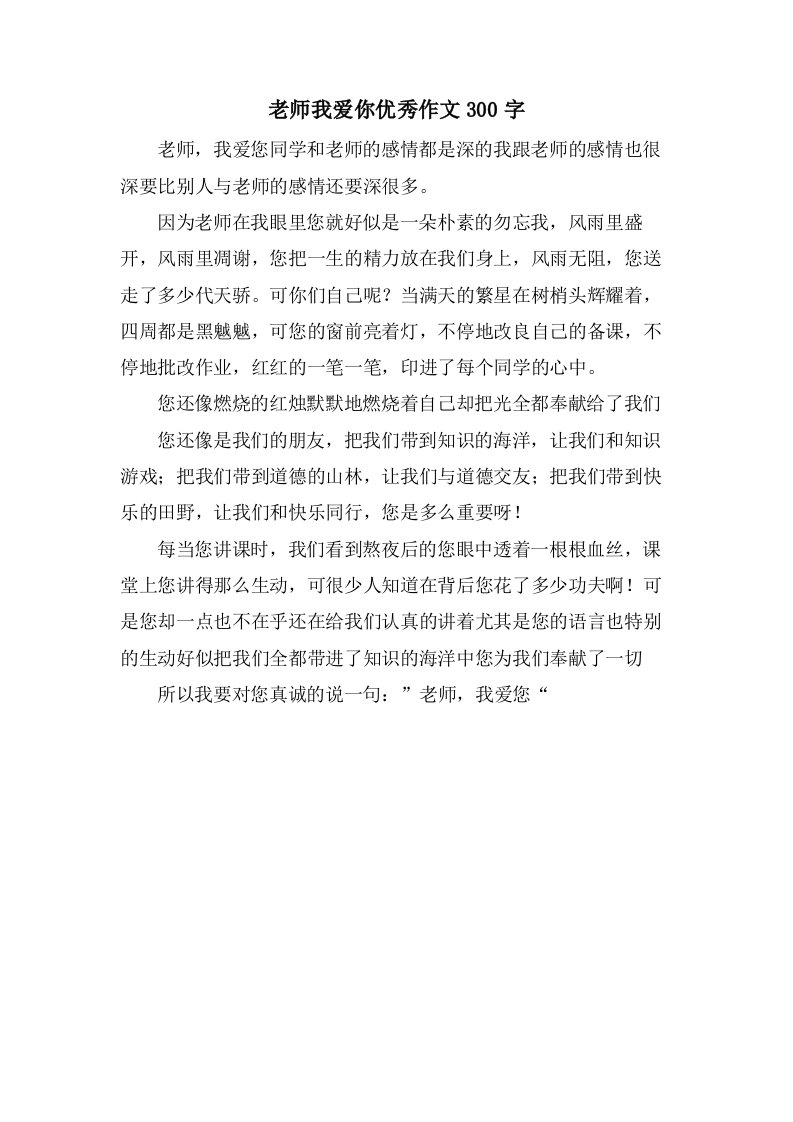 老师我爱你作文300字2