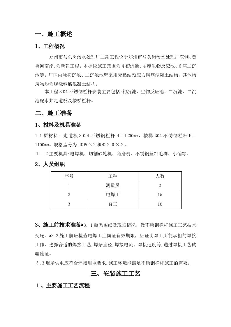 污水处理厂304不锈钢栏杆施工方法