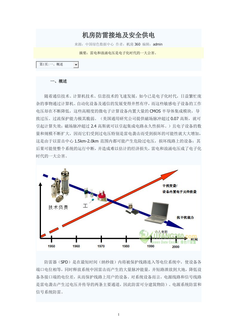 机房防雷接地及安全供电