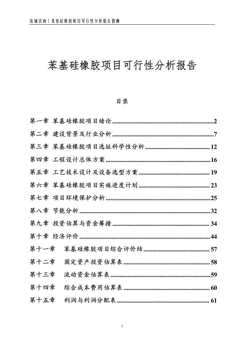 苯基硅橡胶项目可行性分析报告