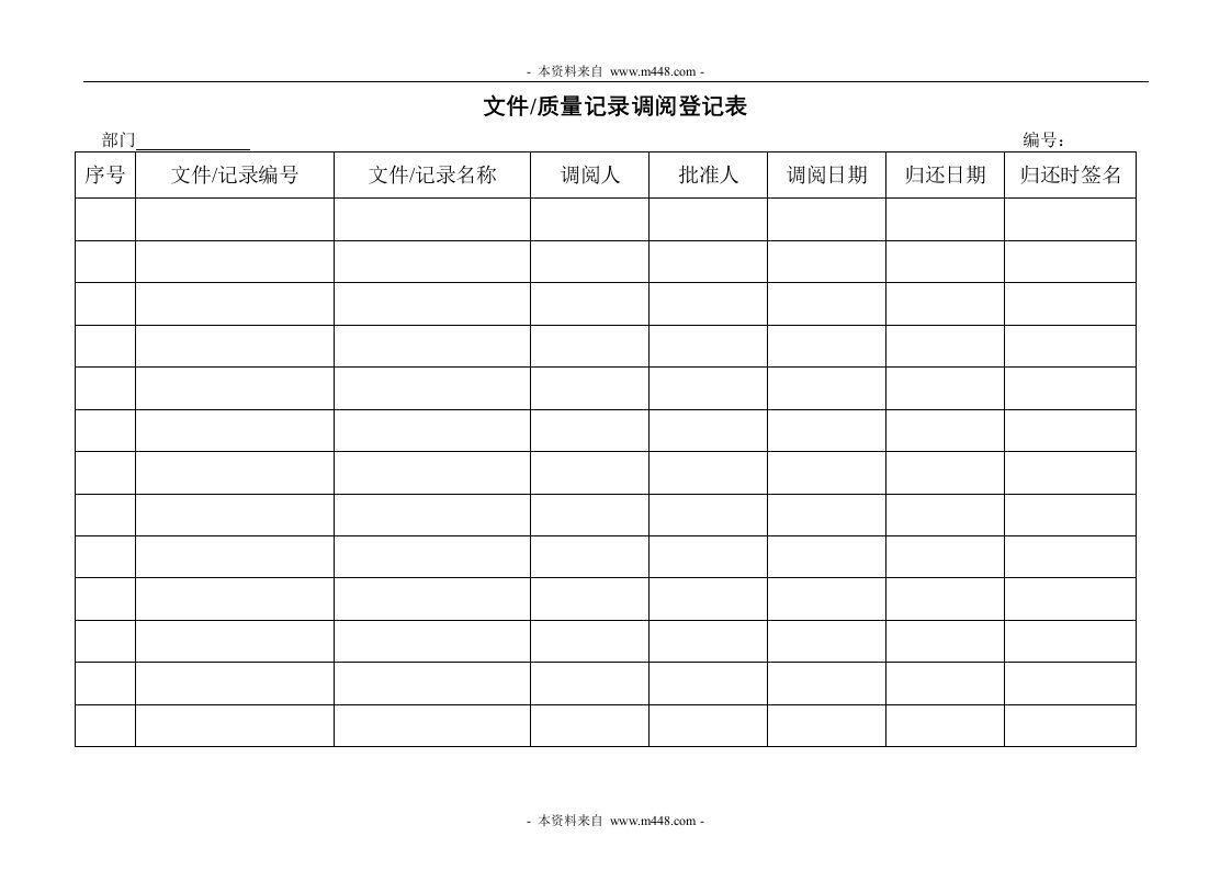 《文件控制与管理》TCL小家电质量体系培训教材全套(32页)13-008调阅记录登记表-质量制度表格